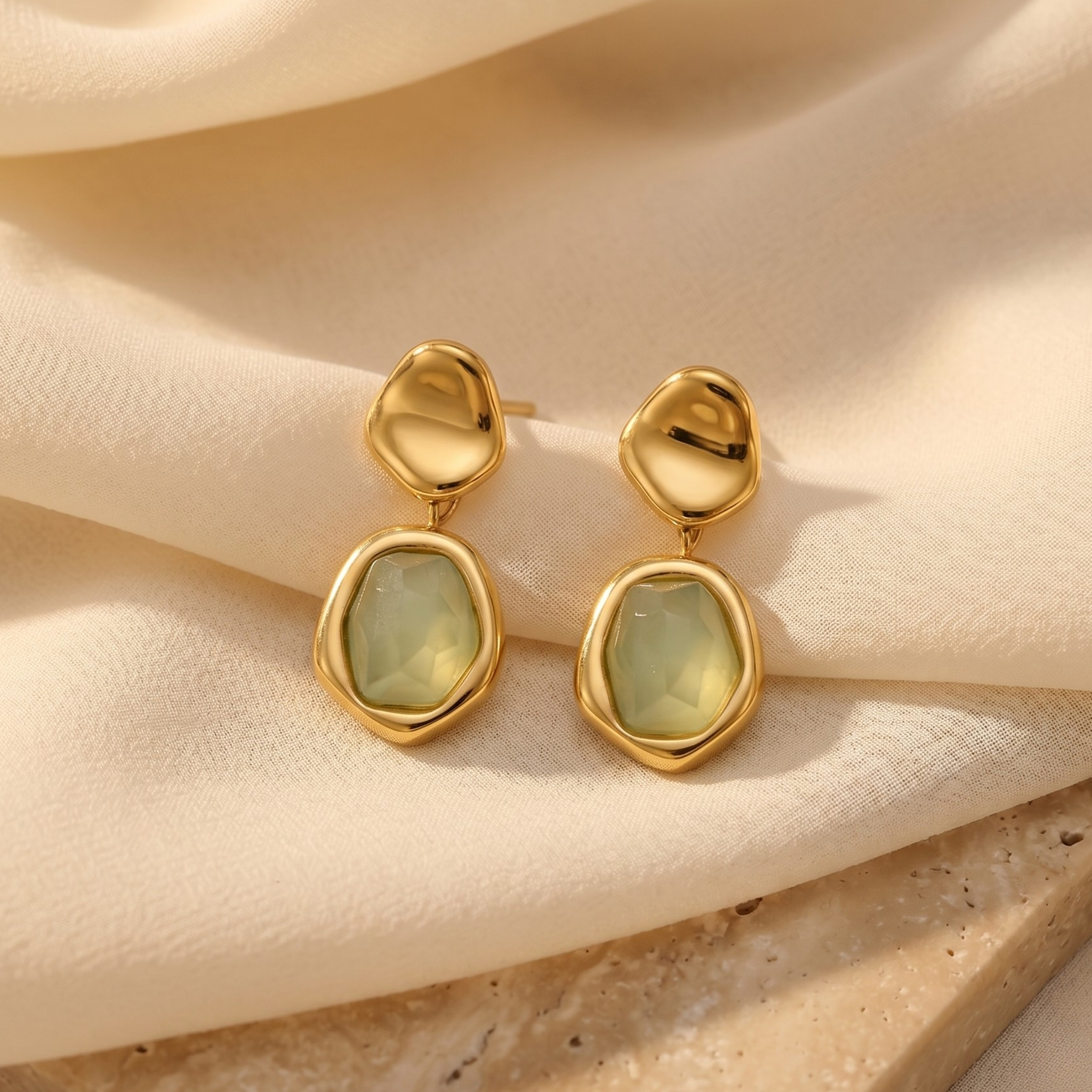 Gold Aquamarine Drop Earrings