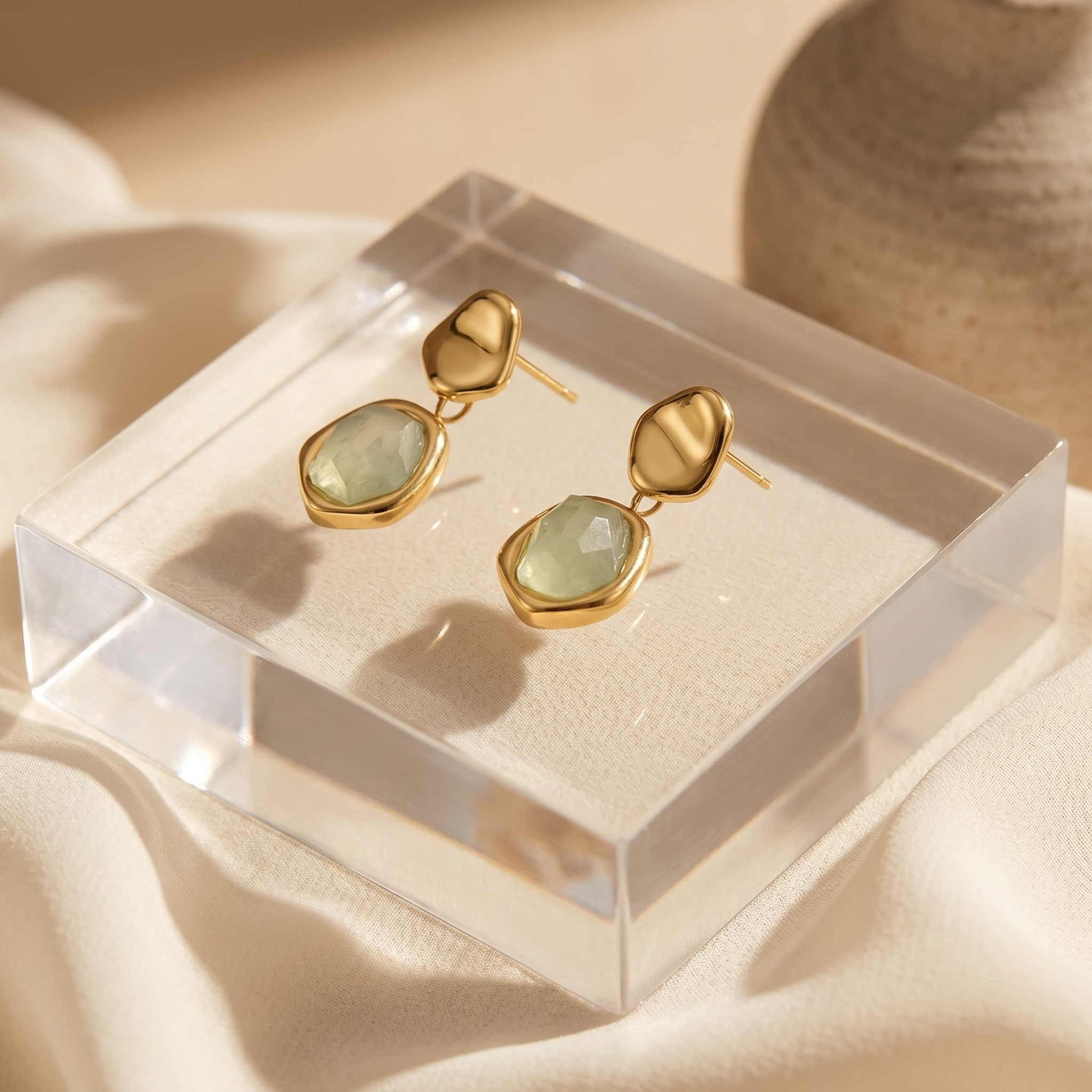 Gold Aquamarine Drop Earrings