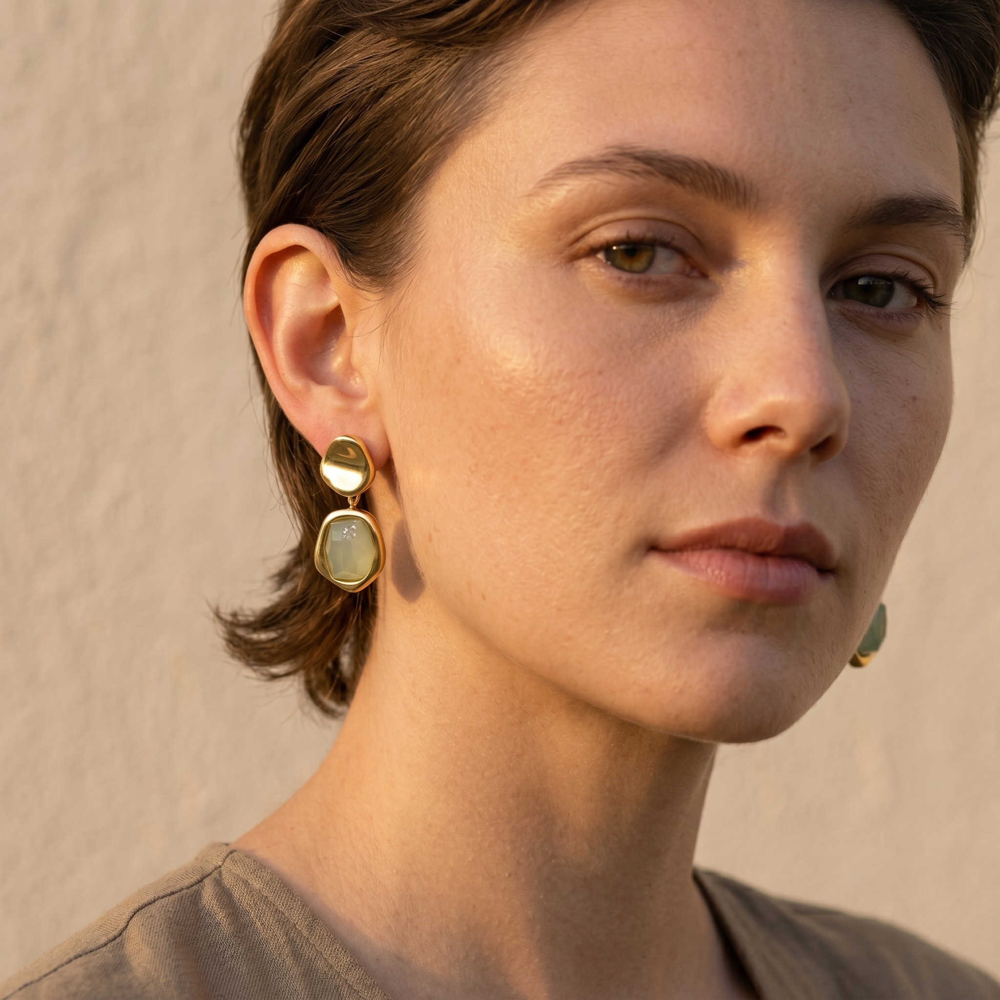 Gold Aquamarine Drop Earrings