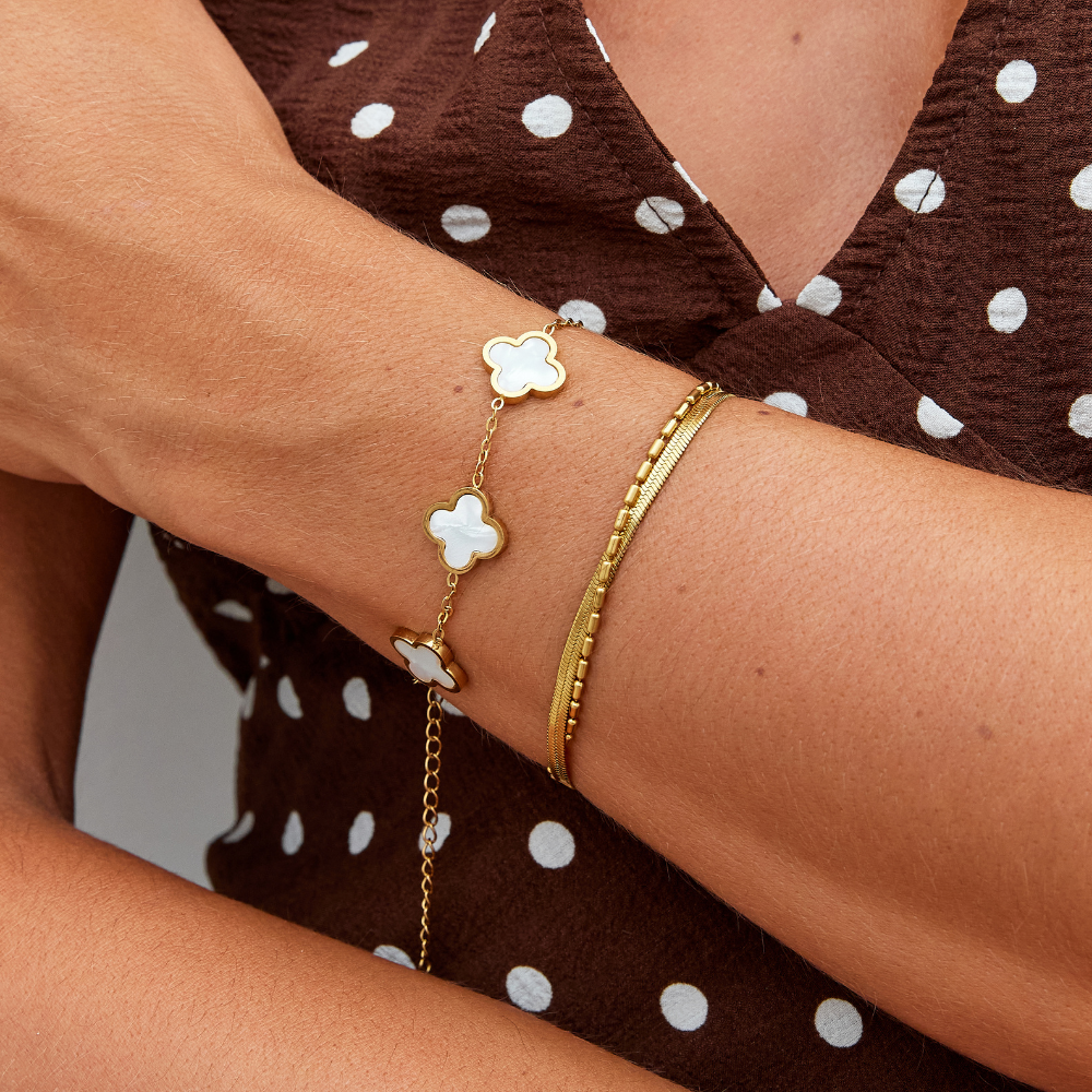 White Pride Clover Bracelet