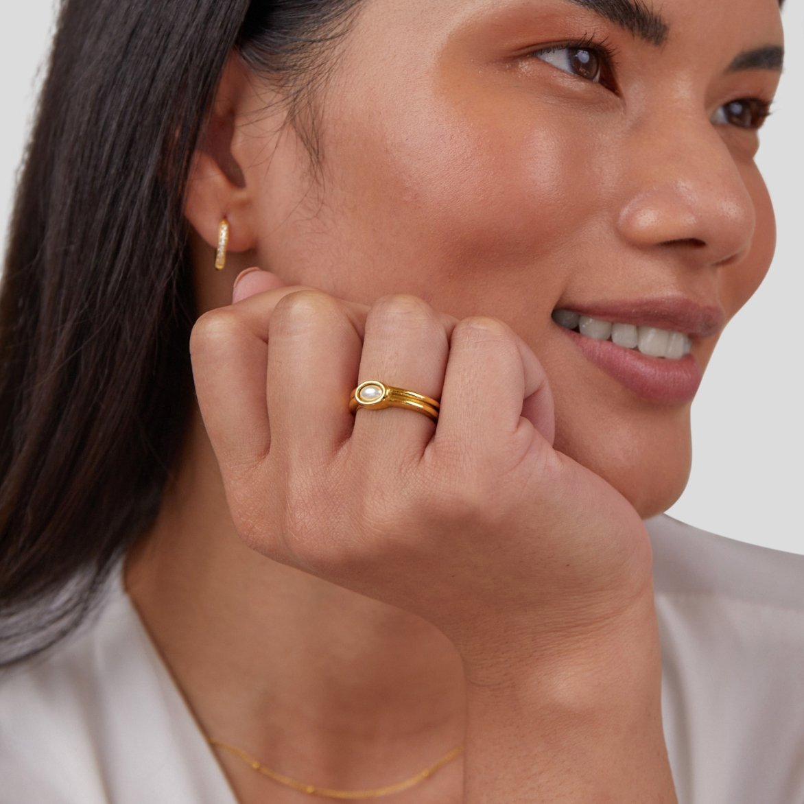Chunky Pearl Gold Ring