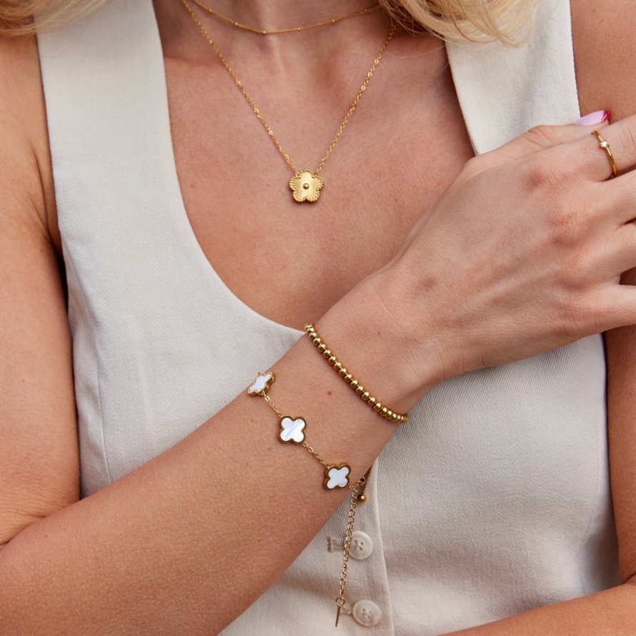 White Pride Clover Bracelet